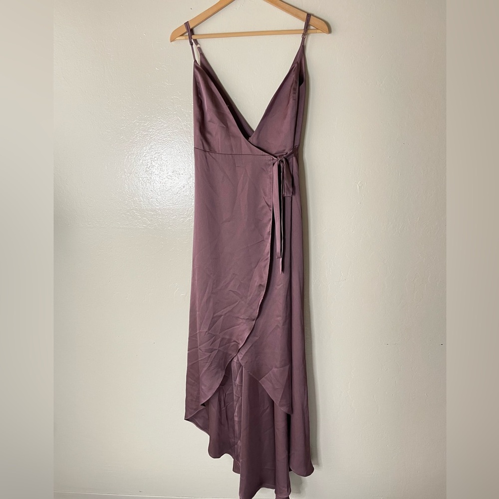 Show Me Your MuMu purple spaghetti strap Satin asymmetrical wrapped Dress